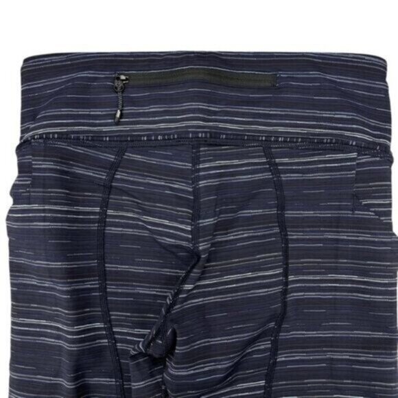 LULULEMON Pace Rival Crop Leggings Cyber Stripe Naval Blue Black Womens Size 4 - Picture 10 of 12